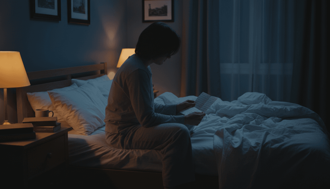 A woman reading a notification letter at home